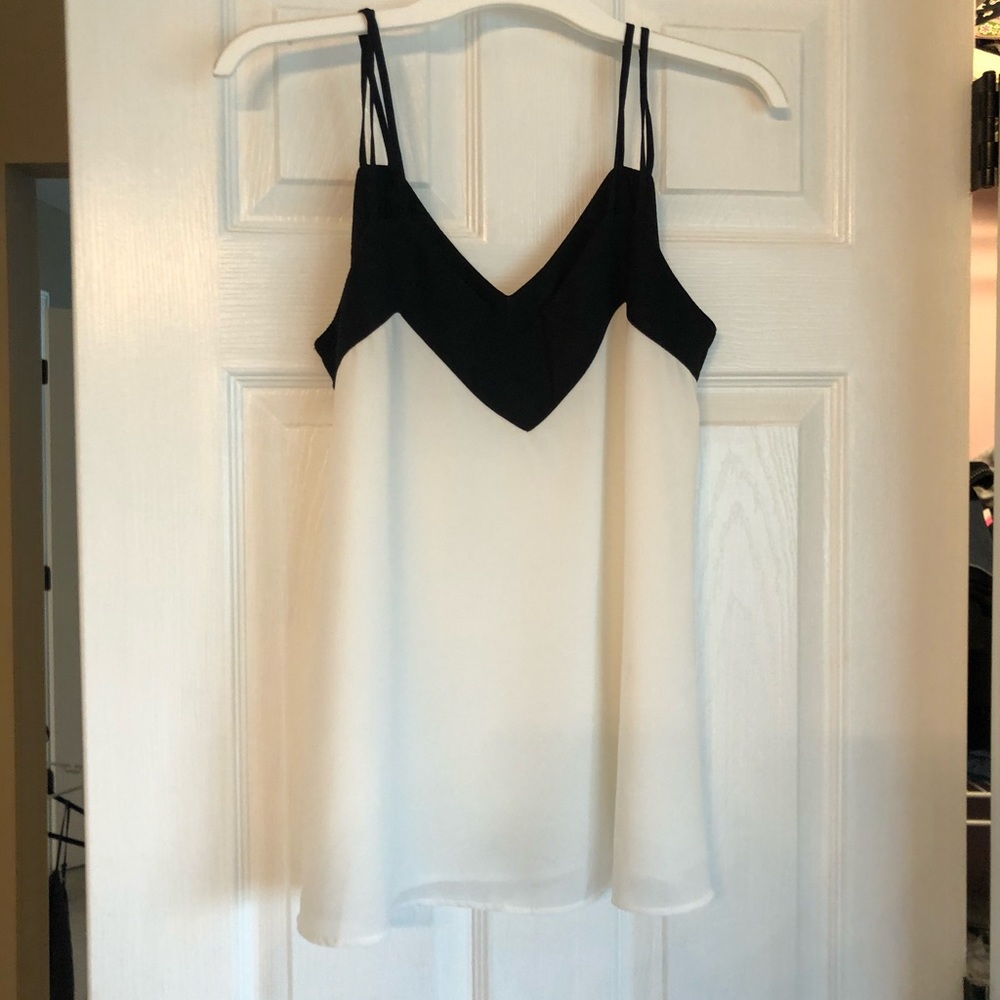 White with black stripe dress tank